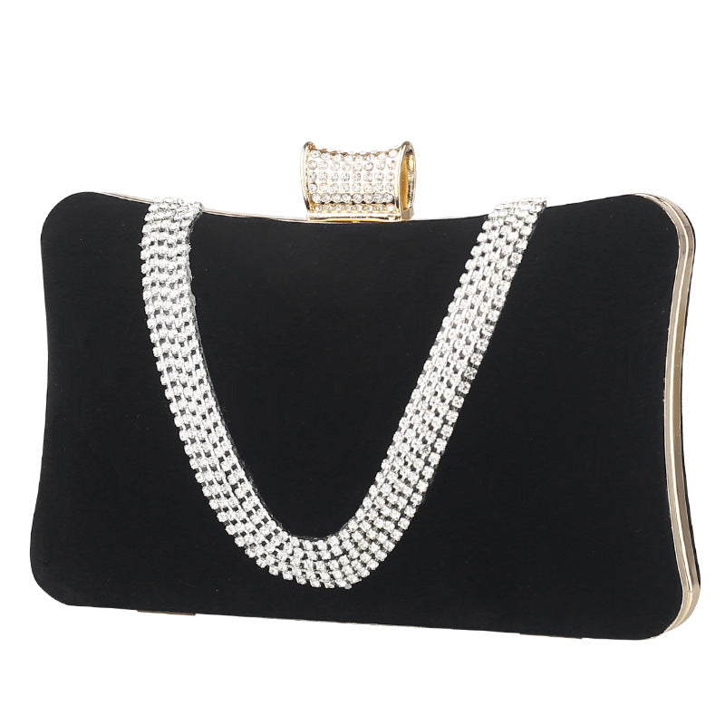 New suede clutch bag Party bag Party bag Single shoulder oblique women's bag diamond dress bag Dinner bag, diamond dress bag dinner bag