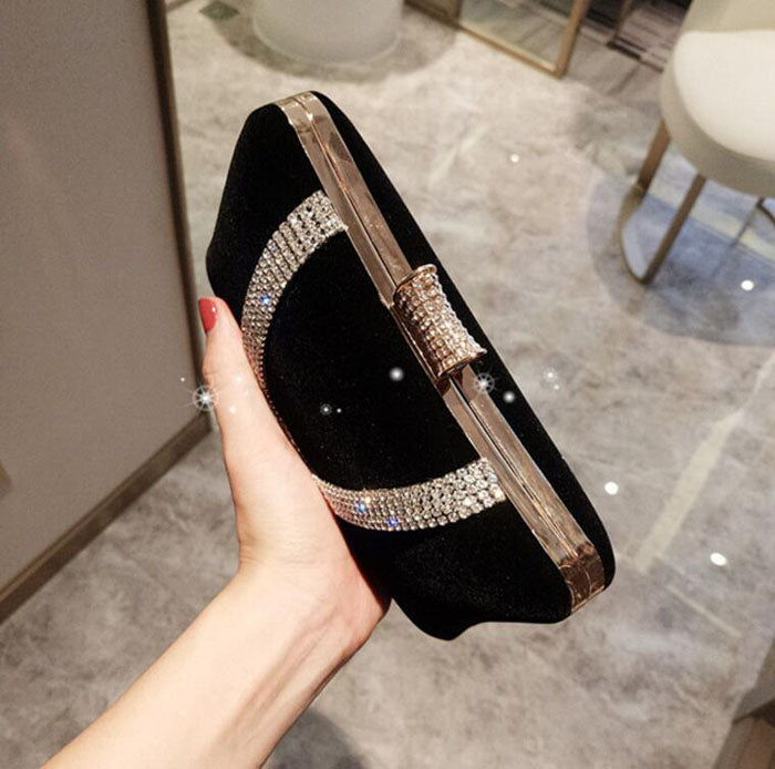 New suede clutch bag Party bag Party bag Single shoulder oblique women's bag diamond dress bag Dinner bag, diamond dress bag dinner bag