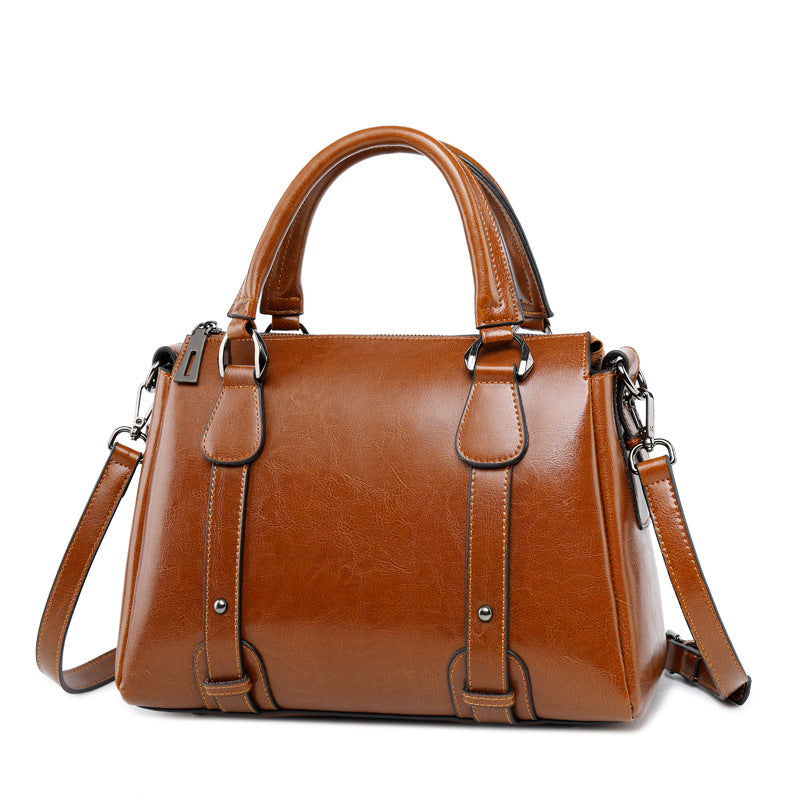 New Fashion Leather Handbags Cowhide Ladies Shoulder Handbags