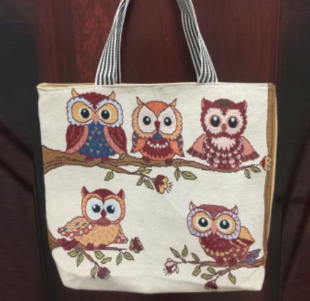 Owl embroidered bag, casual canvas women's bag, shoulder bag