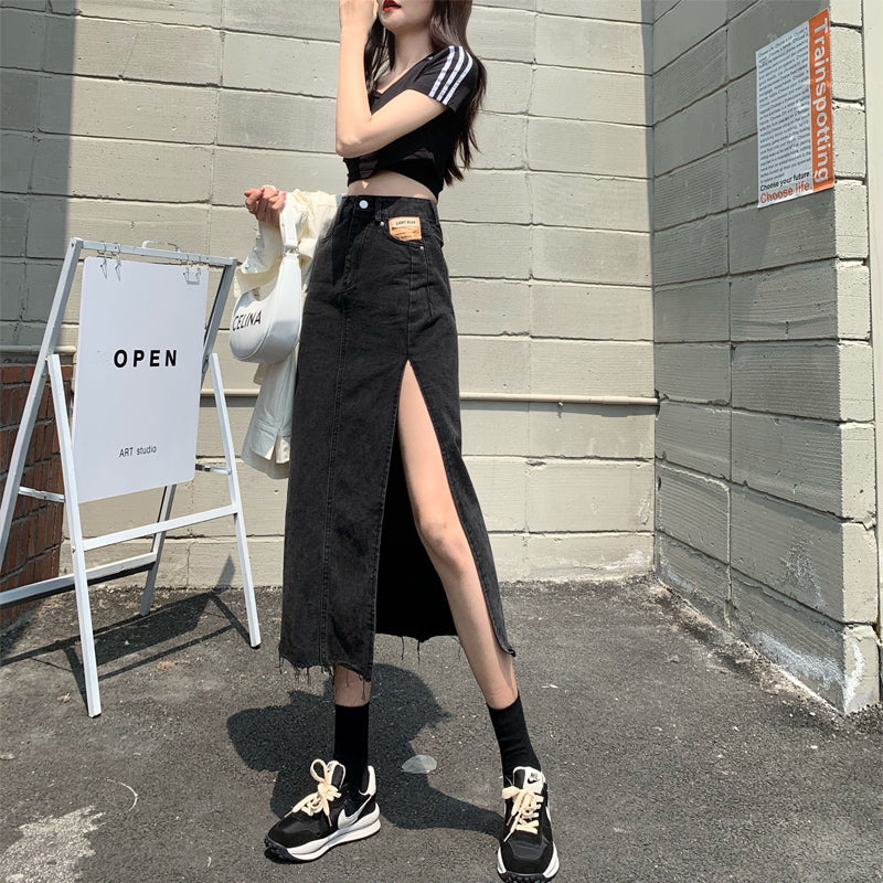 High-waisted Thin A-line Hot Girl Mid-length Bag Hip Skirt