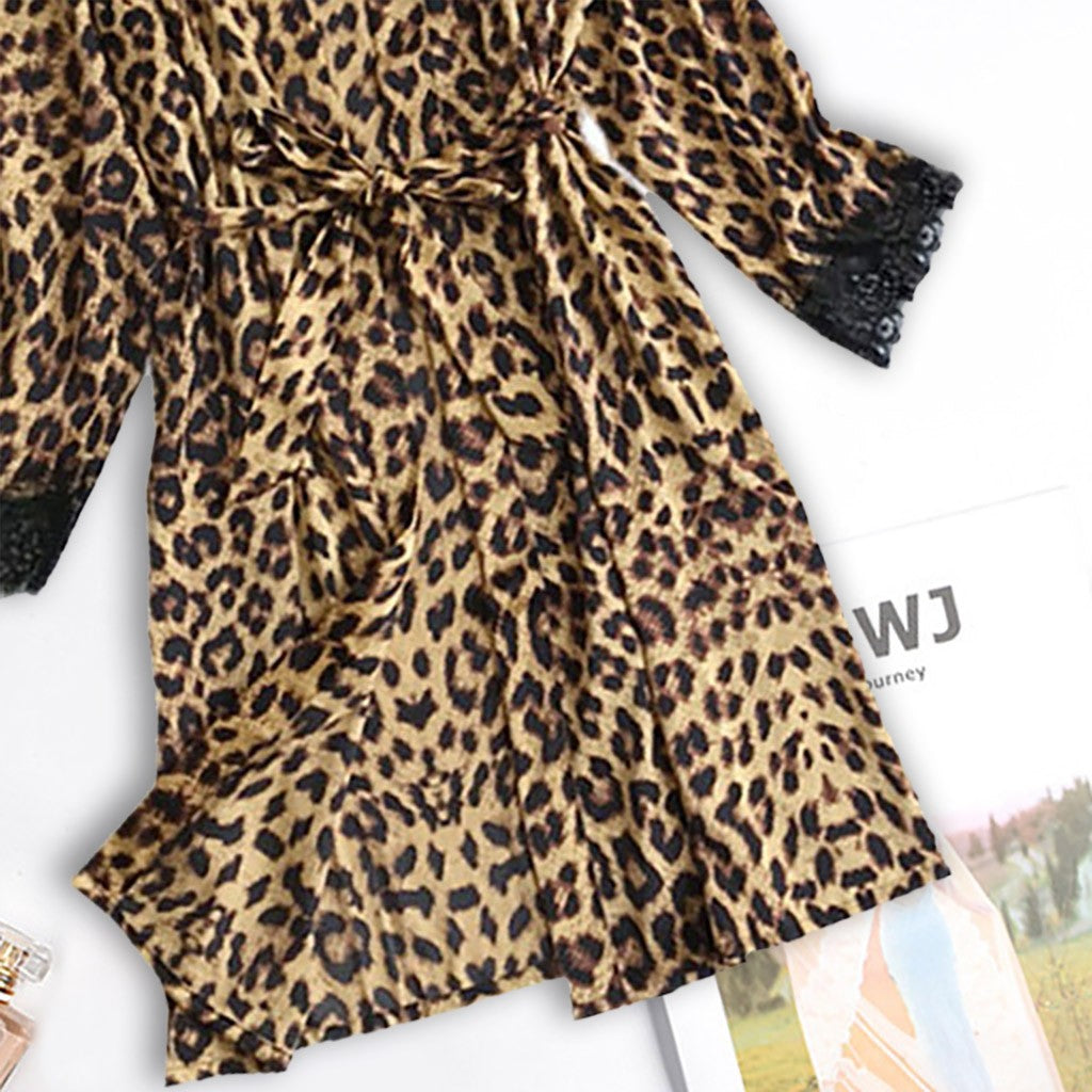 Leopard print Sexy Women Pajamas Sets Satin Sleepwear Pijama Silk Home Wear Embroidery Sleep Lounge Pyjama Nightwear Lingerie