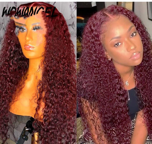 Long Curly Hair Wine Red Hair Wig