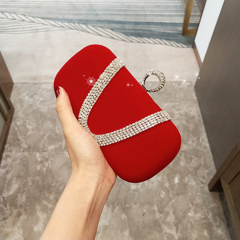 New suede clutch bag Party bag Party bag Single shoulder oblique women's bag diamond dress bag Dinner bag, diamond dress bag dinner bag