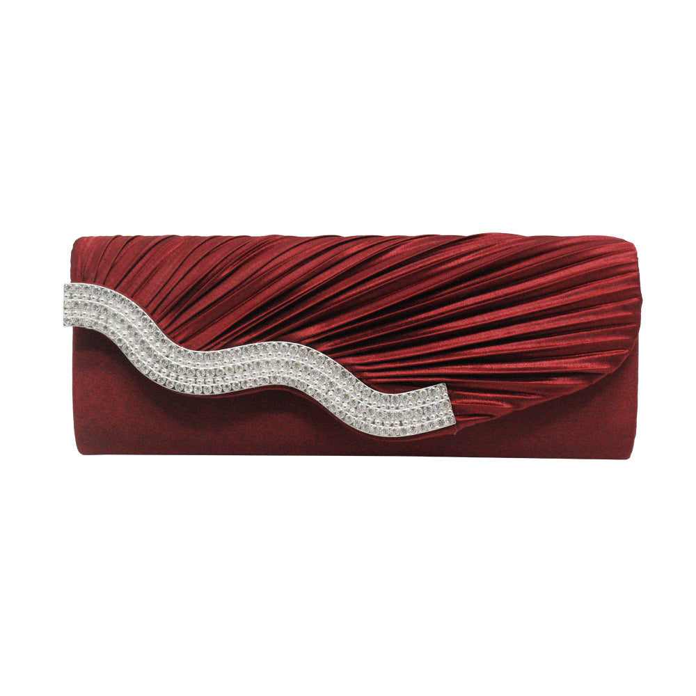 European and American explosive rhinestone pleated clutch bag women's color Ding dinner bag Shoulder bag, rhinestone pleated clutch bag women's color Ding dinner bag, color Ding dinner bag