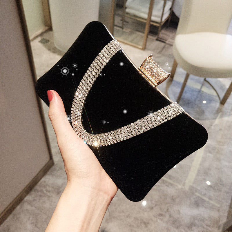 New suede clutch bag Party bag Party bag Single shoulder oblique women's bag diamond dress bag Dinner bag, diamond dress bag dinner bag