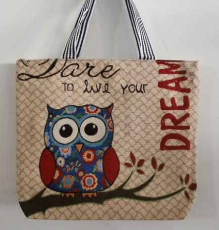 Owl embroidered bag, casual canvas women's bag, shoulder bag