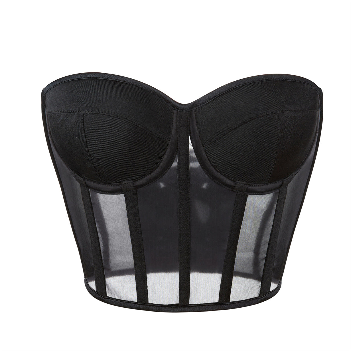 Women's Strapless Push-up Corset Vest Top Steel Ring Breast Support Strapless Bra Outer Wear Bra Mesh Thin Shaper