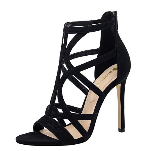 Fashion sexy Roman shoes stiletto pointed openwork zipper high heels Sandals