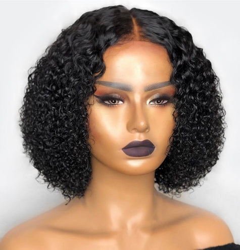 Ladies Front Lace Synthetic Short Curly Wig