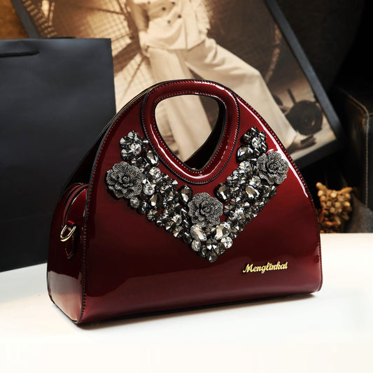 Fashionable diamond-encrusted dumpling bag handbag 2024 summer new middle-aged temperament mother bag foreign crossbody bag, dumpling bag handbag, bag foreign crossbody bag