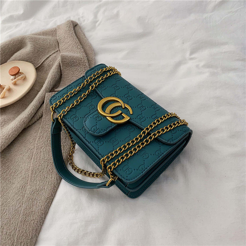 Women's bag 2020 bag autumn and winter new fashion embossed ladies single shoulder chain skew bag Women's bag, single shoulder chain skew bag, skew bag