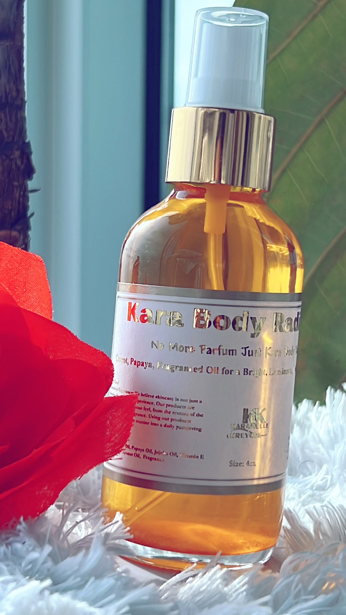 Brightening Body Oil. Kara Body Radiant Let the fragrance transport you to a realm of beauty and magic, while the potent blend of oils works harmoniously to unveil a luminous, silky-soft complexion.