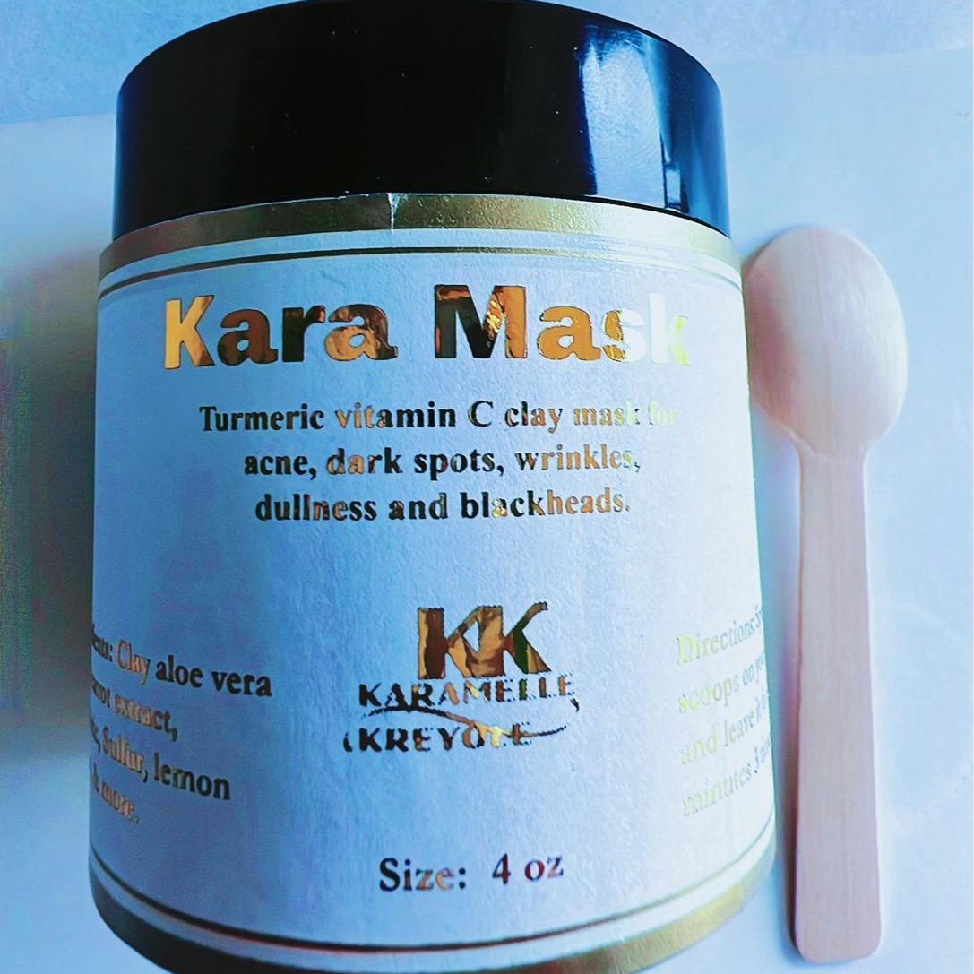 Kara Mask. Clay aloe vera juice, carrot extract, Turmeric, Sulfur, lemon extract, & more