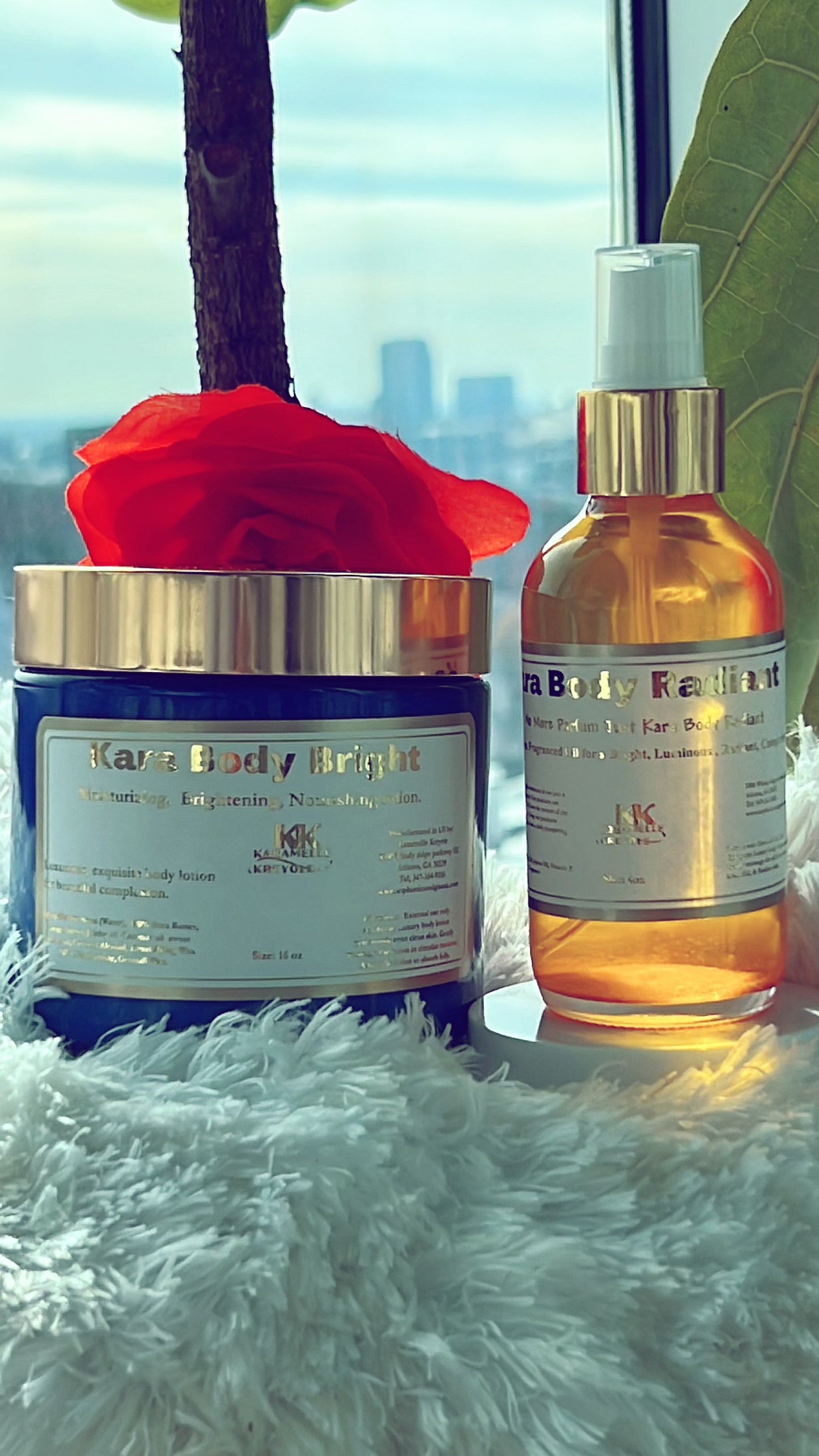 Introducing our Radiant Elegance Collection – Kara Body Bright, Body lotion & Kara Body Radiant; Body oil