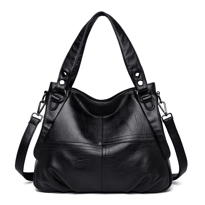 Leather women's bag elderly women's mother bag large capacity single shoulder oblique handbag sheepskin soft leather bag