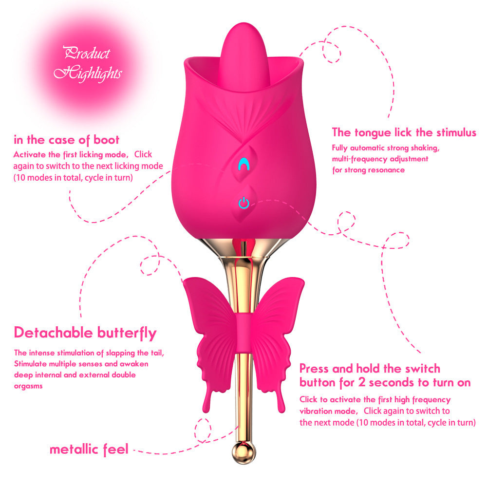 Rose's New Product Tongue Adds Sucking Device, Dance Elf Double-headed Tongue Licking, Vibrating Pedicle Point Jumping Eggs, Female Masturbation Fun