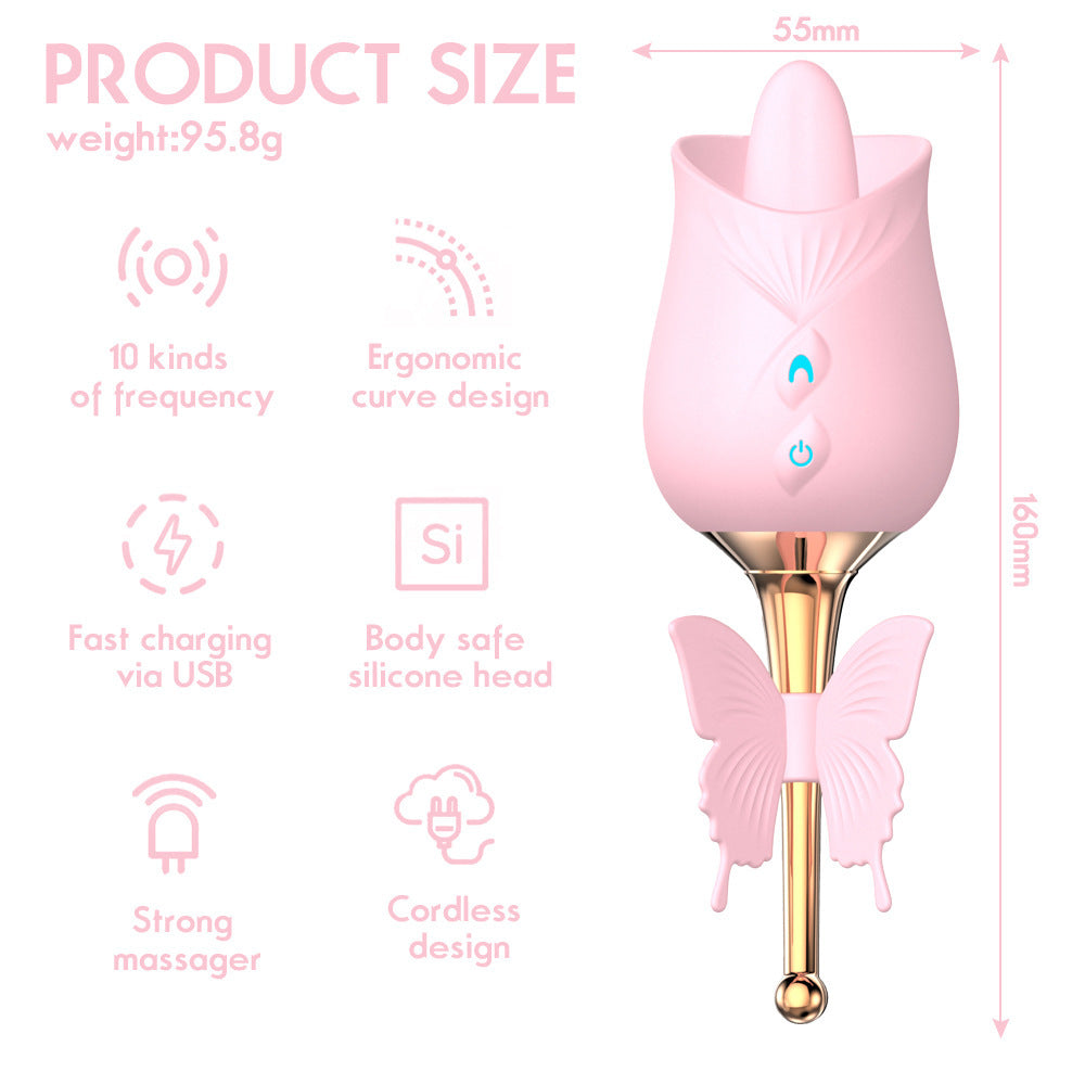 Rose's New Product Tongue Adds Sucking Device, Dance Elf Double-headed Tongue Licking, Vibrating Pedicle Point Jumping Eggs, Female Masturbation Fun