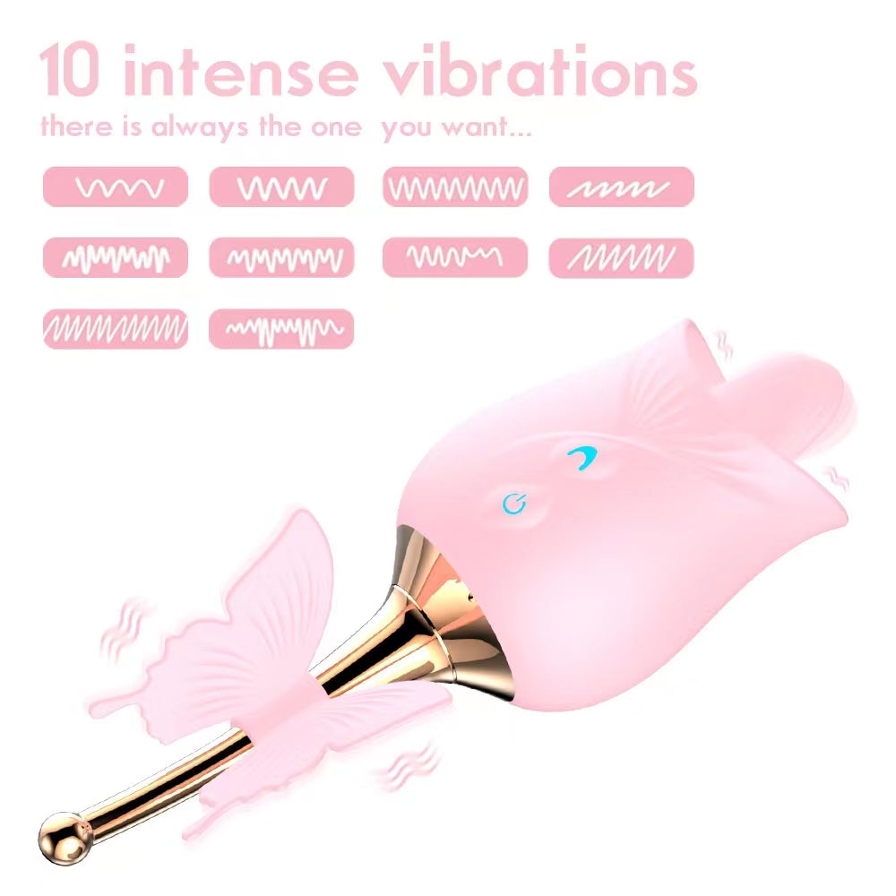 Rose's New Product Tongue Adds Sucking Device, Dance Elf Double-headed Tongue Licking, Vibrating Pedicle Point Jumping Eggs, Female Masturbation Fun