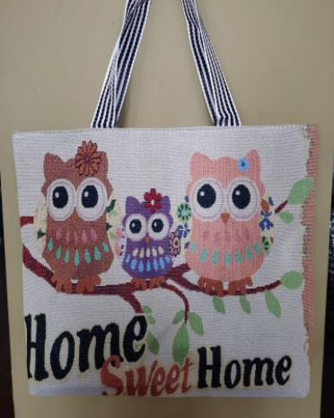 Owl embroidered bag, casual canvas women's bag, shoulder bag