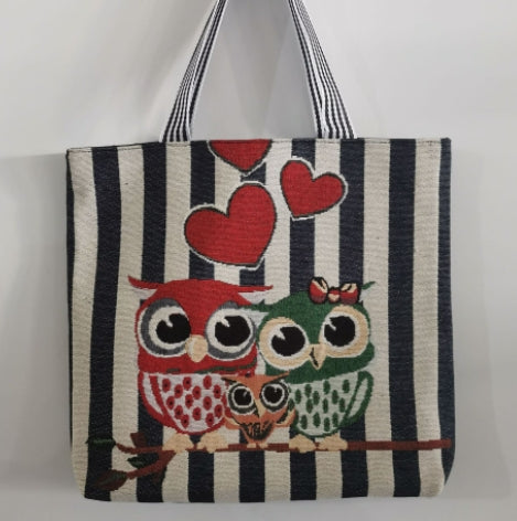 Owl embroidered bag, casual canvas women's bag, shoulder bag